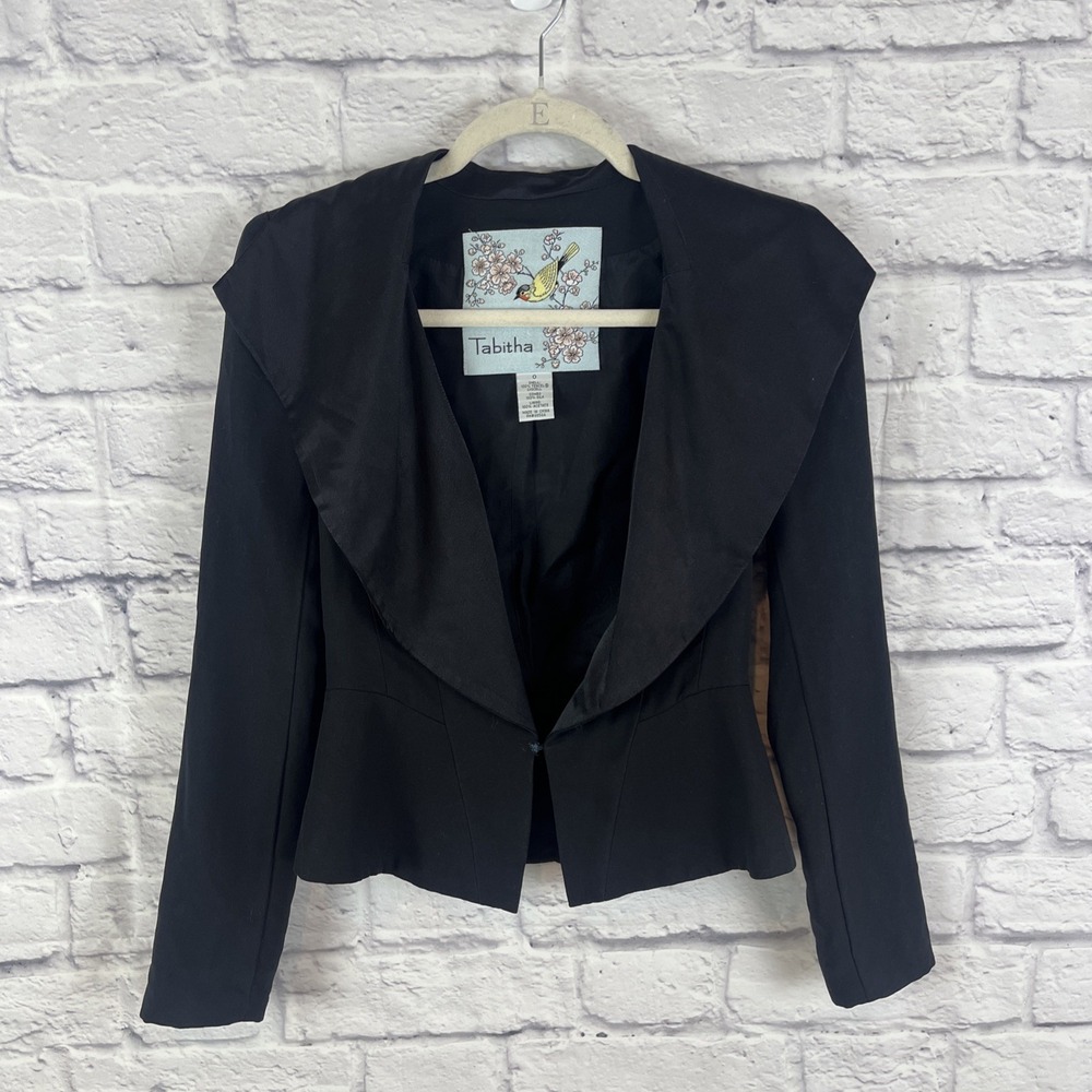 Anthropologie Tabitha Drape Silk Blend Hipster Feminine Chic Blazer Size 0